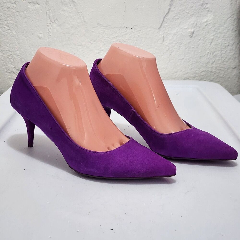 Kelsi Dagger Erna Purple Suede Pump Kitten Heel Pointed Toe Stiletto Womens 7.5